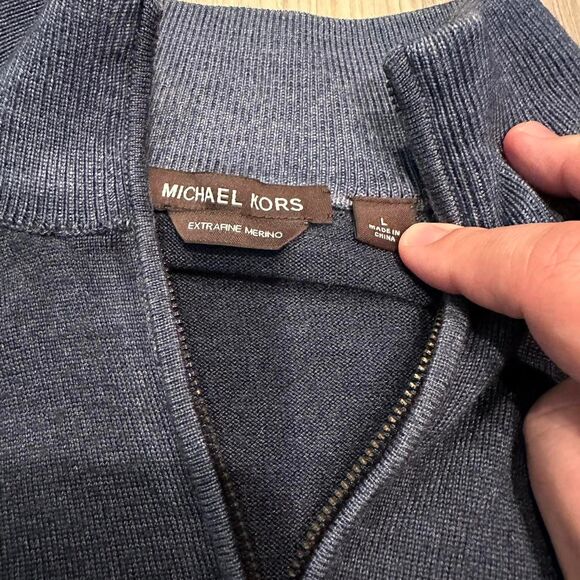 Michael Kors quarter-zip sweater jumper. Navy color. Size L. - Picture 3 of 6